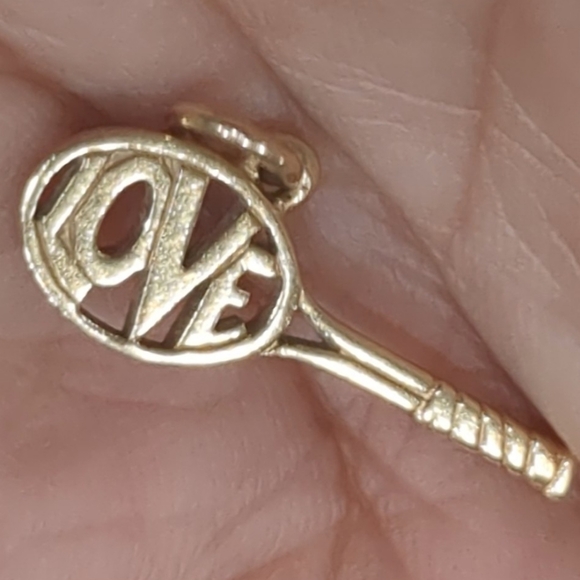 Rare-Retired 14K Gold James Avery Tennis Racket "LOVE" Charm/Pendant - Picture 5 of 11